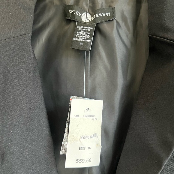 Ashley Stewart Black Lined Blazer Jacket Size 16 - Picture 3 of 3